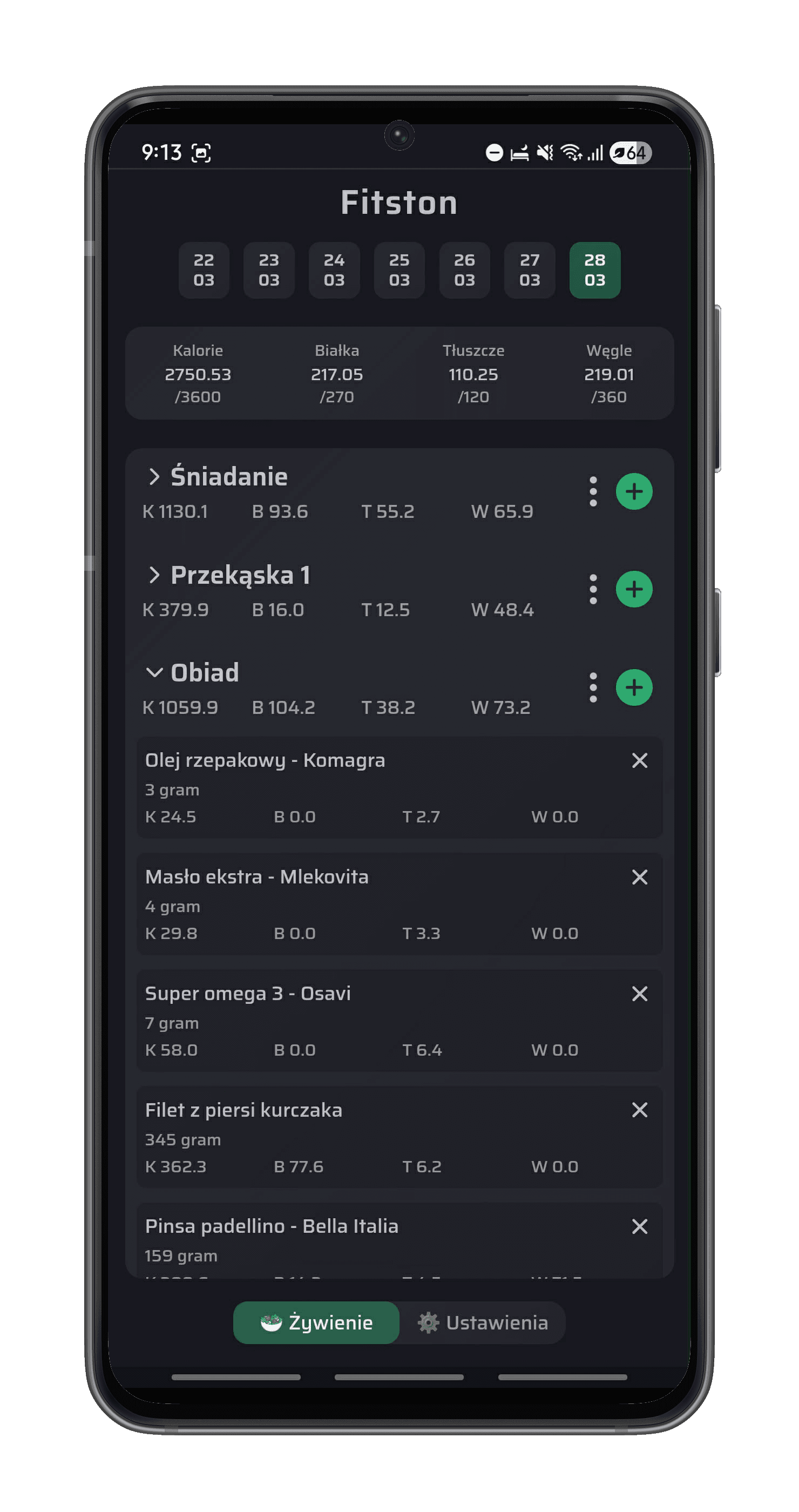 Fitston — main dashboard